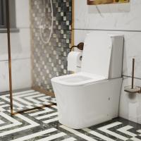 Унитаз-компакт безободковый WAVE PROMO гориз, нижн, 2-кн.арм, сид. дюропл, м/л, быстр, БЕЛЫЙ глянец