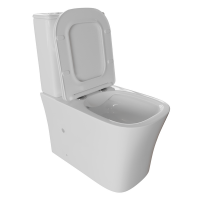 Унитаз-компакт безободковый WAVE PROMO гориз, нижн, 2-кн.арм, сид. дюропл, м/л, быстр, БЕЛЫЙ глянец