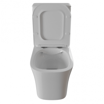 Унитаз-компакт безободковый WAVE PROMO гориз, нижн, 2-кн.арм, сид. дюропл, м/л, быстр, БЕЛЫЙ глянец