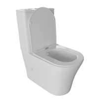 Унитаз-компакт безободковый WAVE TREND гориз, нижн, 2-кн.арм, сид. дюро, м/л, быстр, БЕЛЫЙ глянец