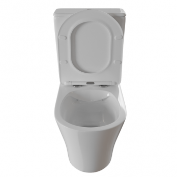 Унитаз-компакт безободковый WAVE TREND гориз, нижн, 2-кн.арм, сид. дюро, м/л, быстр, БЕЛЫЙ глянец