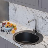 Мойкa ML-GM11 КОМФОРТ круглая, ультра-черная (344), 500мм (глуб. чаши 180)