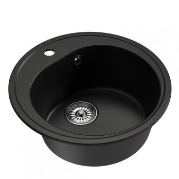 Мойкa ML-GM11 КОМФОРТ круглая, ультра-черная (344), 500мм (глуб. чаши 180)