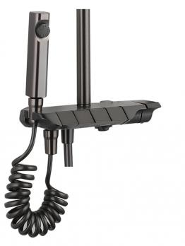 Душевая система 35к ПРОФСАН ПСМ-800-88GA клавиш.упр. лейка "Тропич. душ круг" + гигиен. лейка ГРАФИТ