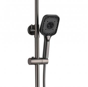 Душевая система 35к ПРОФСАН ПСМ-803-82GA лейка "Тропический душ прямоугольная" ГРАФИТ