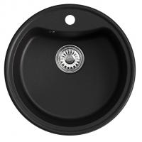 Мойкa ML-GM09 КОМФОРТ круглая, ультра-черная  (344), 510 мм (глуб. чаши 190)