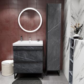 Пенал "Окленд" Графит Мрамор правый (350*1858*319) ЛОФТ (ПВХ)