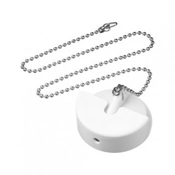 Пробка для ванны белая с металл. цепочкой 50см + держатель ПП (ТЭП)