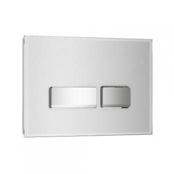 Кнопка смыва WAVE E1 glass универсальная, БЕЛЫЙ/ХРОМ СТЕКЛО прямоугольная