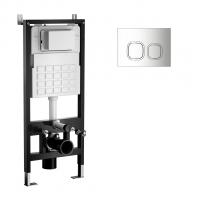 Система инсталляции WAVE, двухрежимная квадратная кнопка A3 хром, МЕХАНИКА, 500 мм