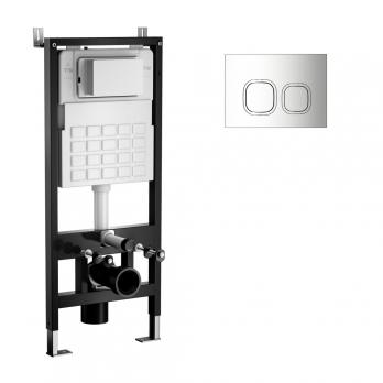 Система инсталляции WAVE, двухрежимная квадратная кнопка A3 хром, МЕХАНИКА, 500 мм