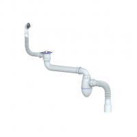 Сифон 1 1/2 AC23 со смещением, круглый перелив, с гофрой 40*40/50 UNICORN