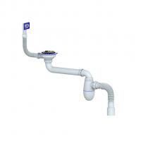 Сифон 3 1/2 BC22 со смещением, прямоугольный перелив, с гофрой 40*40/50 UNICORN