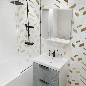 Зеркальный шкаф "Лайн-60" левый с подсветкой (ПВХ)