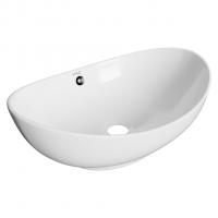 Раковина накладная на столешницу WAVE Star 590*390*195 ш*г*в с переливом,белый,овал