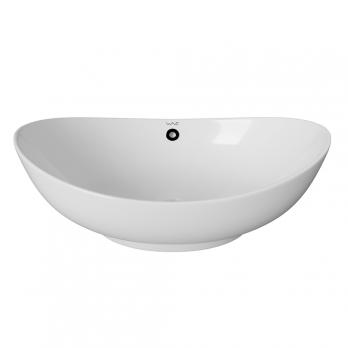 Раковина накладная на столешницу WAVE Star 590*390*195 ш*г*в с переливом,белый,овал