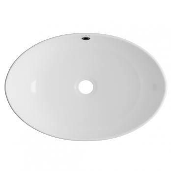 Раковина накладная на столешницу WAVE Star 590*390*195 ш*г*в с переливом,белый,овал