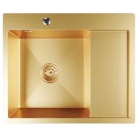Мойка настол.монтаж 60х50 (3,0) лев. вып 3 1/2  MIXLINE PRO 20см с сифоном (золото)