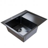 Мойка настол.монтаж 60х50 (3,0) лев. вып 3 1/2  MIXLINE PRO С ФАСКОЙ 20см с сифоном (черный графит)