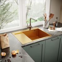 Мойка настол.монтаж 60х50 (3,0) прав. вып 3 1/2  MIXLINE PRO 20см с сифоном (золото)