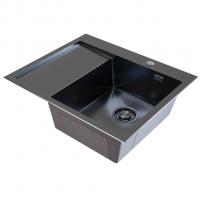 Мойка настол.монтаж 60х50 (3,0) прав. вып 3 1/2  MIXLINE PRO с ФАСКОЙ 20см с сифоном (черный графит)