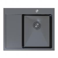 Мойка настол.монтаж 60х50 (3,0) прав. вып 3 1/2  MIXLINE PRO с ФАСКОЙ 20см с сифоном (черный графит)