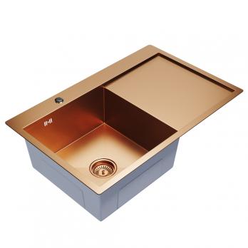 Мойка настол.монтаж 78х50 (3,0) лев. вып 3 1/2  MIXLINE PRO 20см с сифоном (бронза)
