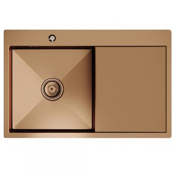 Мойка настол.монтаж 78х50 (3,0) лев. вып 3 1/2  MIXLINE PRO 20см с сифоном (бронза)