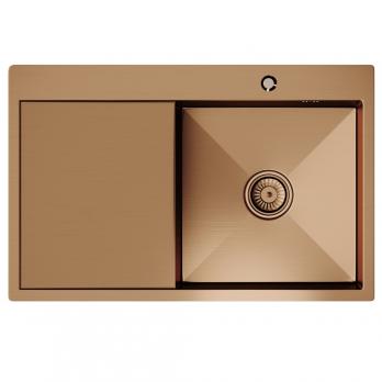 Мойка настол.монтаж 78х50 (3,0) прав. вып 3 1/2  MIXLINE PRO 20см с сифоном (бронза)