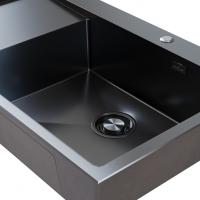 Мойка настол.монтаж 78х50 (3,0) прав. вып 3 1/2  MIXLINE PRO С ФАСКОЙ 20см с сифоном (черный графит)