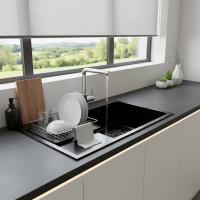 Мойка настол.монтаж 78х50 (3,0) прав. вып 3 1/2  MIXLINE PRO С ФАСКОЙ 20см с сифоном (черный графит)