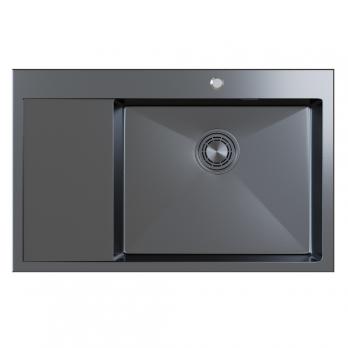 Мойка настол.монтаж 78х50 (3,0) прав. вып 3 1/2  MIXLINE PRO С ФАСКОЙ 20см с сифоном (черный графит)