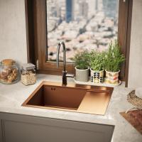 Мойка настол.монтаж 60х50 (3,0) лев. вып 3 1/2  MIXLINE PRO 20см с сифоном (бронза)