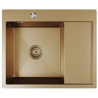 Мойка настол.монтаж 60х50 (3,0) лев. вып 3 1/2  MIXLINE PRO 20см с сифоном (бронза)