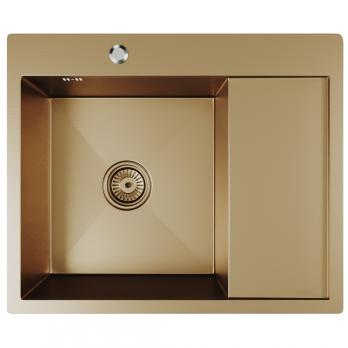 Мойка настол.монтаж 60х50 (3,0) лев. вып 3 1/2  MIXLINE PRO 20см с сифоном (бронза)