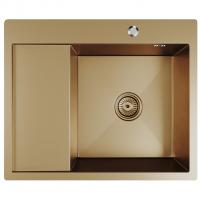Мойка настол.монтаж 60х50 (3,0) прав. вып 3 1/2  MIXLINE PRO 20см с сифоном (бронза)
