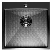 Мойка настол.монтаж 50х50 (3,0) вып 3 1/2  MIXLINE PRO 20см с сифоном (черный графит НАНО декор)