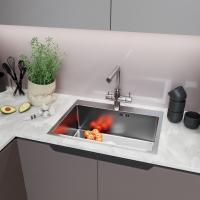 Мойка настол.монтаж 60х45 (3,0) вып 3 1/2  MIXLINE PRO 22см с сифоном (сатин НАНО декор)