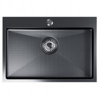 Мойка настол.монтаж 65х45 (3,0) вып 3 1/2  MIXLINE PRO 22см с сифоном (черный графит НАНО декор)