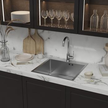 Мойка настол.монтаж 50х50 (3,0) вып 3 1/2  MIXLINE PRO 20см с сифоном (сатин НАНО декор)