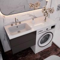 Раковина накладная"БИЛЛ-120*48" ш*г левый (выпуск, перелив, крепление, кронштейн) (MIXLINE)