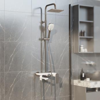 Душевая система 35к MIXLINE ML33-06"City White"излив лейка 3 поз. +лейка"Тропический душ" БЕЛЫЙ/ХРОМ