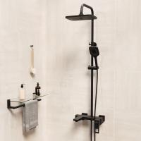 Душевая система 35к MIXLINE ML34-06 "Solo Black" излив лейка 3 поз.+лейка"Тропический душ" ЧЕРНЫЙ