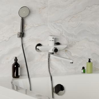 Смеситель для ванны и раковины 35k MIXLINE ML33-02 "City White" БЕЛЫЙ/ХРОМ