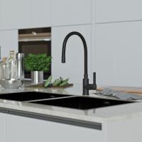 Смеситель для кухни 35k MIXLINE ML23-097 "Round Black" гибкий излив боковая ручка ЧЕРНЫЙ