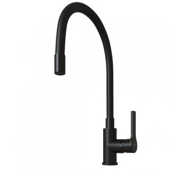Смеситель для кухни 35k MIXLINE ML23-097 "Round Black" гибкий излив боковая ручка ЧЕРНЫЙ