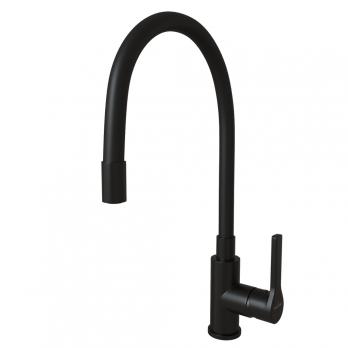 Смеситель для кухни 35k MIXLINE ML23-097 "Round Black" гибкий излив боковая ручка ЧЕРНЫЙ