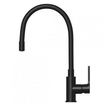 Смеситель для кухни 35k MIXLINE ML23-097 "Round Black" гибкий излив боковая ручка ЧЕРНЫЙ