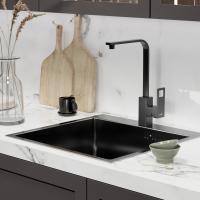 Смеситель для кухни 35k MIXLINE ML34-032 "Solo Black" высокий излив, боковая ручка ЧЕРНЫЙ