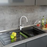 Смеситель для кухни 35к MIXLINE ML33-098 "City White" гибкий излив, б/отв, боковая ручка БЕЛЫЙ/ХРОМ